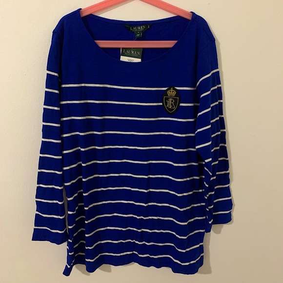 Ralph Lauren top. White and blue - Picture 1 of 3